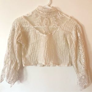 vintage sheer embroidered lace victorian top